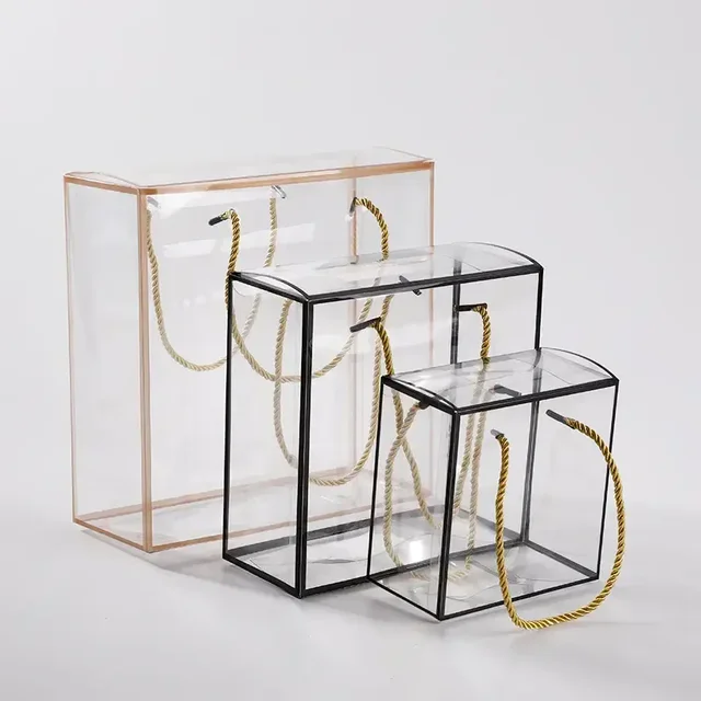 The Baking Curv Transparent 8x8 PVC Hamper Boxes with Handle – Square Gift Packaging Boxes for Hampers & Return Gifts - Pack of 5