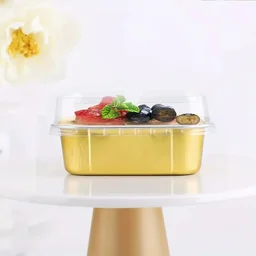 Rectangular 2x3" Foil Bake and Serve Containers with Lids for Cupcakes - Pack Of 10