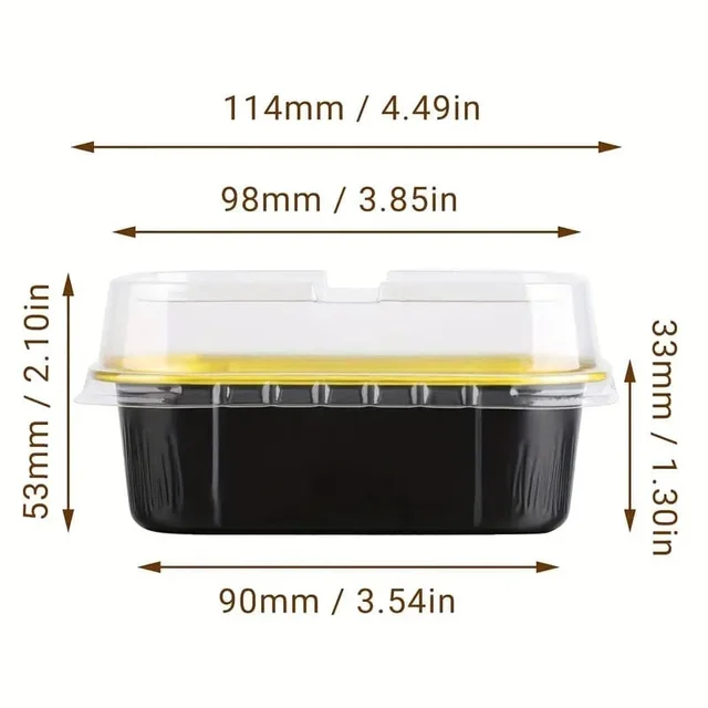 Rectangular 2x3" Foil Bake and Serve Containers with Lids for Cupcakes - Pack Of 5