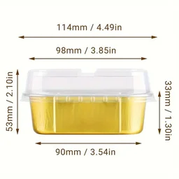 Rectangular 2x3" Foil Bake and Serve Containers with Lids for Cupcakes - Pack Of 10