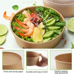 Round Paper Tub with Lid – Food-Grade, Leak-Resistant, Disposable Container | The Baking Curv - Pack Of 5