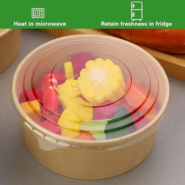 Round Paper Tub with Lid – Food-Grade, Leak-Resistant, Disposable Container | The Baking Curv - Pack Of 5