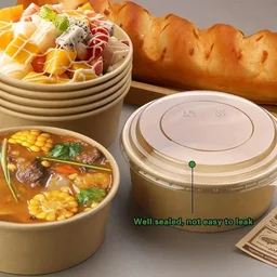 Round Paper Tub with Lid – Food-Grade, Leak-Resistant, Disposable Container | The Baking Curv - Pack Of 5