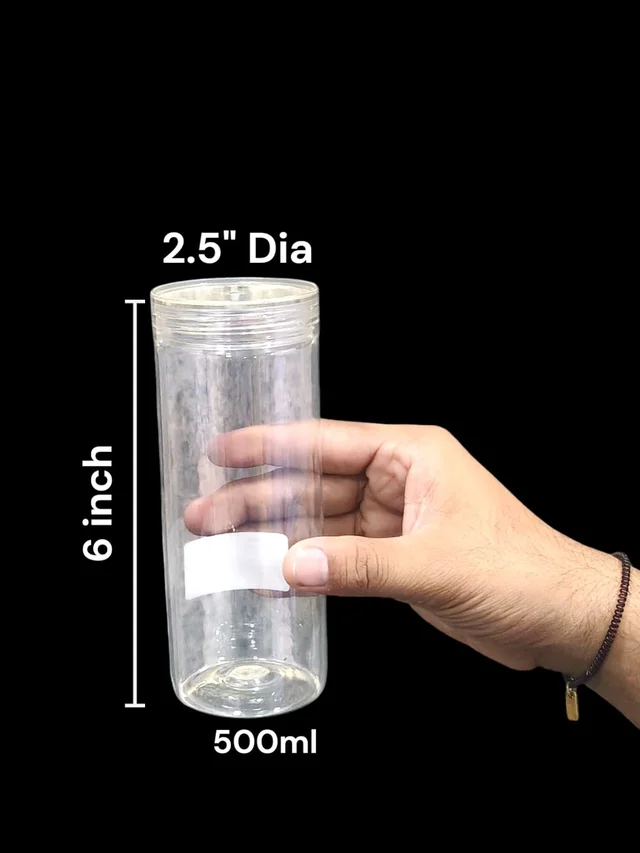 The Baking Curv Transperent Pet Jar 2.5" Dia 6 inch Height (500ml) Jar. | Hamper Box Jar
