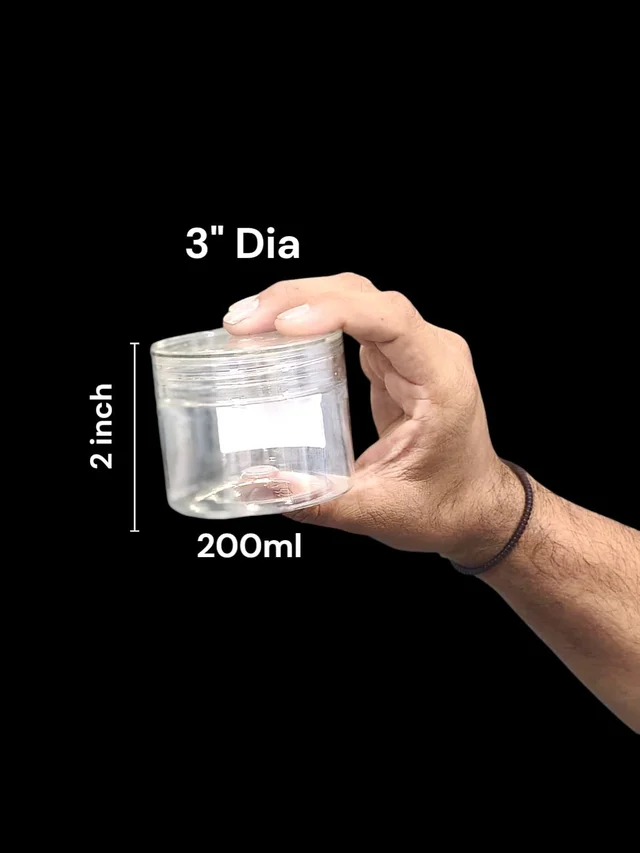 The Baking Curv Transparent Pet Jar 3" Dia 2 inch height (200ml)(CP-21) Gudiya Jar