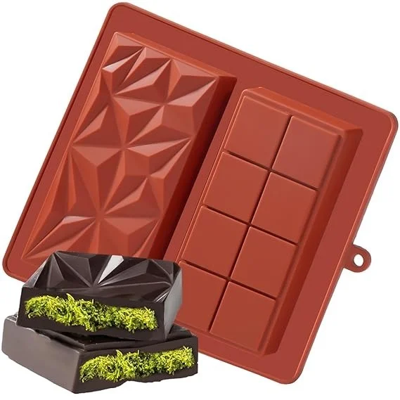 The Baking Curv 2 in 1 Deep Kunafa Chocolate Geometric & Classic Design Silicone Mould | Pistachio Kunafa Chocolate Bar Mould