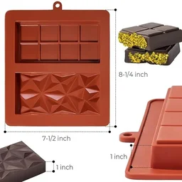 The Baking Curv 2 in 1 Deep Kunafa Chocolate Geometric & Classic Design Silicone Mould | Pistachio Kunafa Chocolate Bar Mould