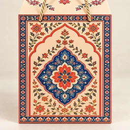Madhubani Print PRISM Window Hamper Box with Rope Handle – 7 x 5 x 9 Inch -