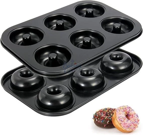 TheBakingCurv Aluminium Donut Tray 6 Cavity | Non-Stick Mould for Perfect Donuts , Cupcakes & Medu Vada
