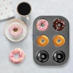 TheBakingCurv Aluminium Donut Tray 6 Cavity | Non-Stick Mould for Perfect Donuts , Cupcakes & Medu Vada