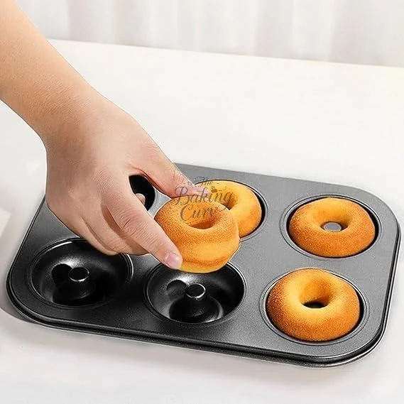 TheBakingCurv Aluminium Donut Tray 6 Cavity | Non-Stick Mould for Perfect Donuts , Cupcakes & Medu Vada