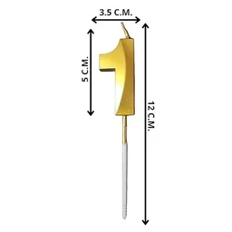 The Baking Curv Golden Number 1 Candle | Metallic Gold Cake Topper for Birthday, Party Decoration, Kids & Adults Celebration| Number Candle | Birthday Candle
