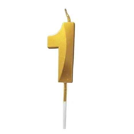 The Baking Curv Golden Number 1 Candle | Metallic Gold Cake Topper for Birthday, Party Decoration, Kids & Adults Celebration| Number Candle | Birthday Candle