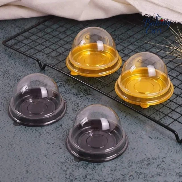 The Baking Curv Transparent Dessert Container – Dome Style 7x5cm - Pack Of 100, Black