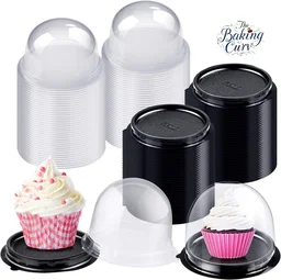 The Baking Curv Transparent Dessert Container – Dome Style 7x5cm - Pack Of 100, Black