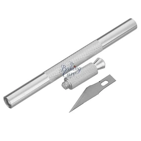 The Baking Curv Precision Craft Knife – Sharp Detailing Cutter for Fondant, Stencils, Detail Pen Knife With 5 Interchangeable Sharp Blades