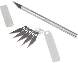 The Baking Curv Precision Craft Knife – Sharp Detailing Cutter for Fondant, Stencils, Detail Pen Knife With 5 Interchangeable Sharp Blades