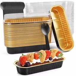 Rectangle Foil Limo Bake & Serve with Lid – Oven-Safe, Disposable Baking Tray with Dome Lid | The Baking Curv - Pack Of 10, Black