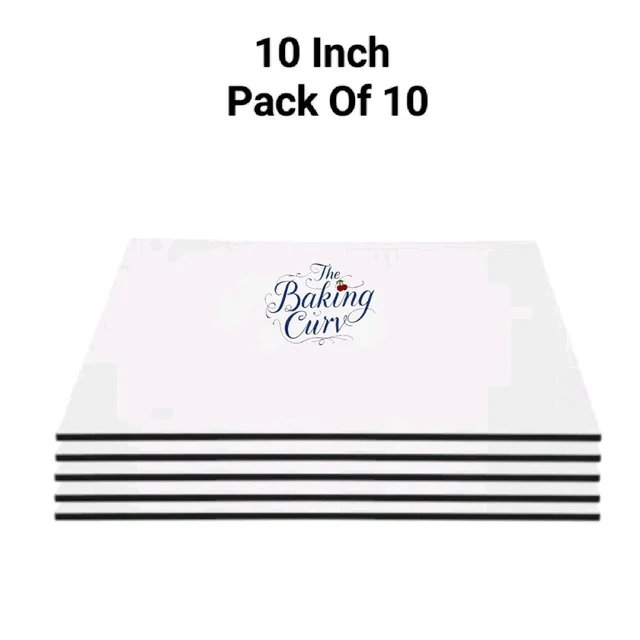 The Baking Curv Reusable Square MDF Cake Base 10x10 – Ideal for Professional Cake Presentation (Pack Of 10)