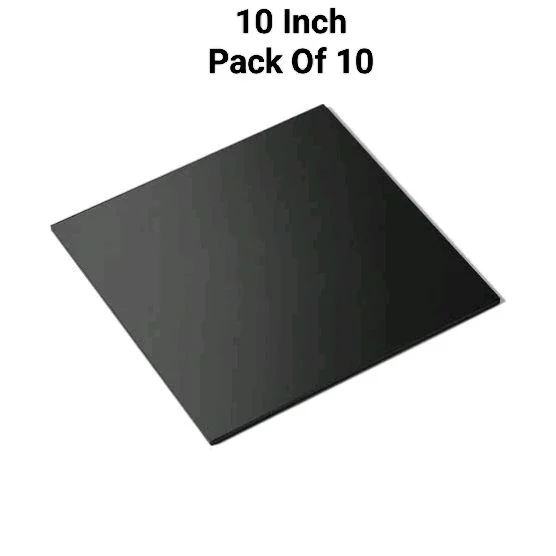 The Baking Curv Reusable Square MDF Cake Base 10x10 – Ideal for Professional Cake Presentation (Pack Of 10) - 10 Inch, Black