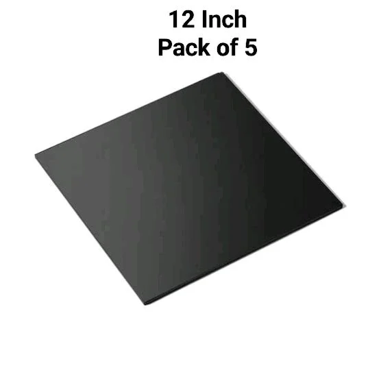 The Baking Curv Reusable Square MDF Cake Base 12x12 – Ideal for Professional Cake Presentation (Pack Of 5) - 12 Inch, Black