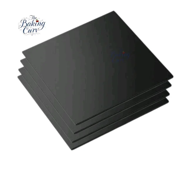 The Baking Curv Reusable Square MDF Cake Base 12x12 – Ideal for Professional Cake Presentation (Pack Of 5) - 12 Inch, Black