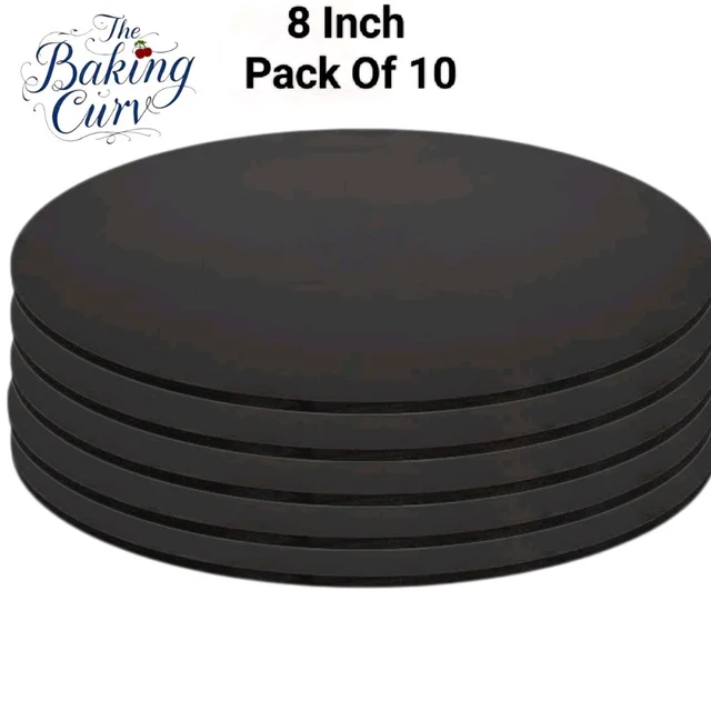 The Baking Curv Reusable Round MDF Cake Base 8x8 – Ideal for Professional Cake Presentation (Pack Of 10)