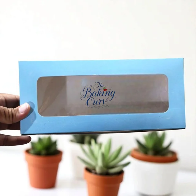 The Baking Curv 3 Cavity Cup Cake Box - Blue, Pack Of 50