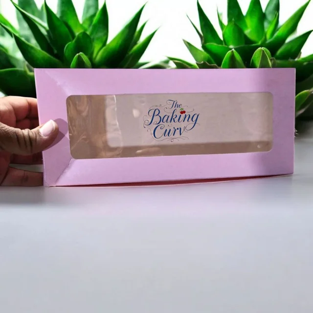 The Baking Curv 3 Cavity Cup Cake Box - Pink, Pack Of 50