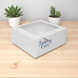 The Baking Curv Cake Box With Window 10x10 Plain White