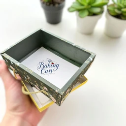 The Baking Curv "Luxury Emerald Green Foiled Hamper Box with Lace | Gift Packaging Box for Rakhi, Wedding, Festive Hampers"