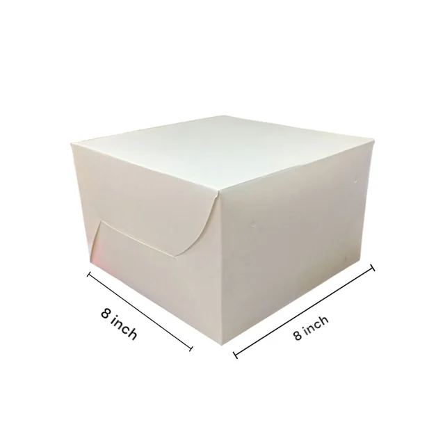 The Baking Curv 8x8 Plain White Cake Box - PACK OF 10