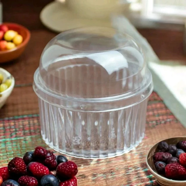 The Baking Curv Moouse Cup Premium Clear Dessert Cups with Dome Lid – Thick & Sturdy Finish (7440) - Pack Of 10