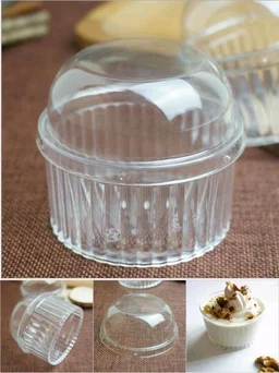The Baking Curv Moouse Cup Premium Clear Dessert Cups with Dome Lid – Thick & Sturdy Finish (7440) - Pack Of 10