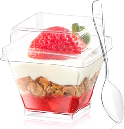 The Baking Curv Moouse Cup Premium Clear Dessert Glass with Lid (D-30)