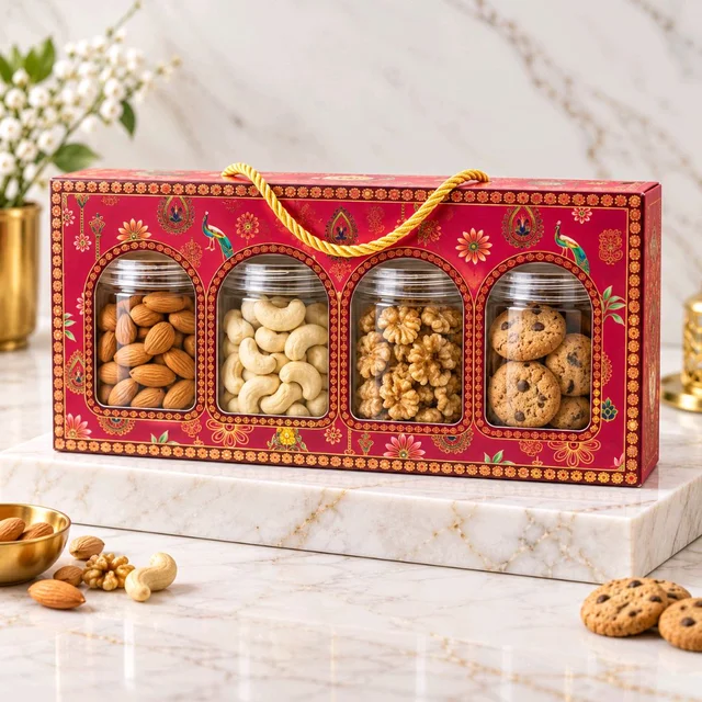 4 Jar Box - Royal Red