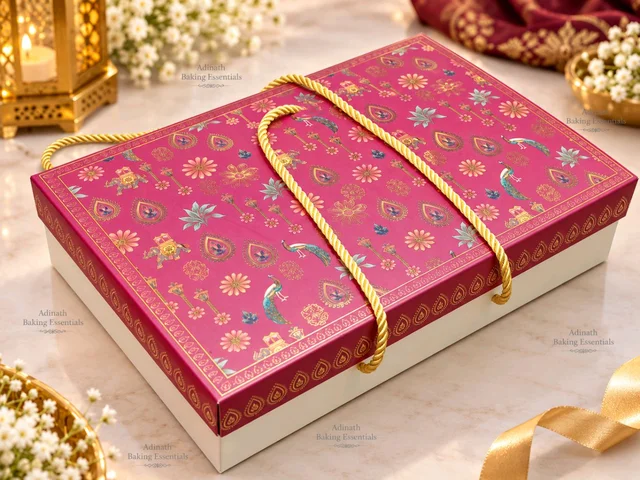 Royal Maroon Peacock & Floral Print Hamper Box