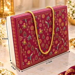 Royal Maroon Peacock & Floral Print Hamper Box