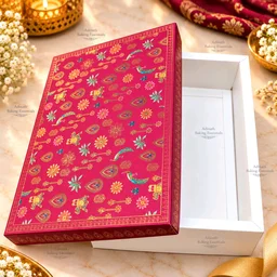 Royal Maroon Peacock & Floral Print Hamper Box