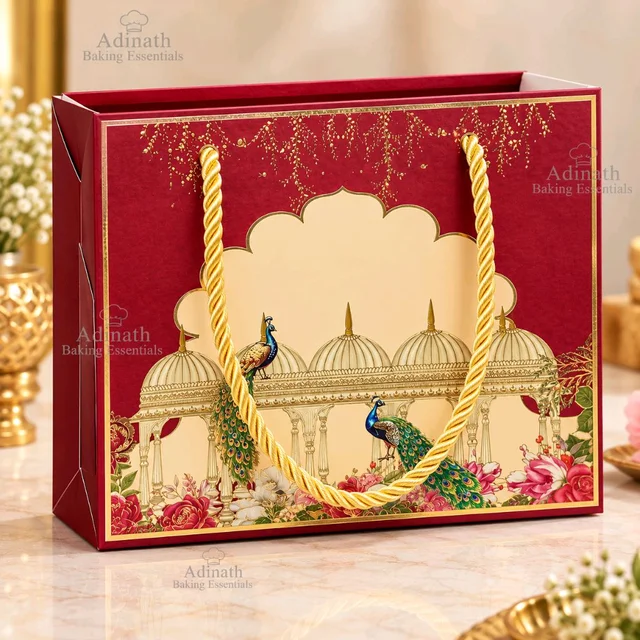 Royal Red Peacock Theme Gifting Bag|Return Gift|Chocolate Box | Perfume Bag