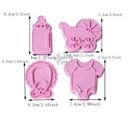 "Baby Shower Themed Cookie Cutters – Set of 4 Plastic Molds for Baking & Decorating"