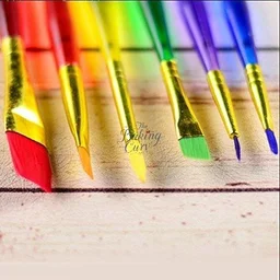 The Baking Curv Set of 6 Different Sizes Synthetic Flat Paint Brush for Nail Brush Art, Artist Acrylic Painting(Synthetic Hair;Plastic)