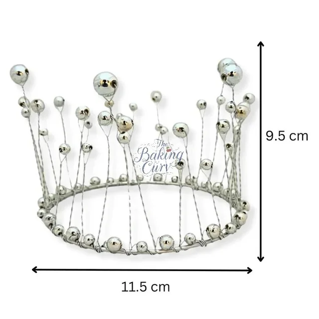 The Baking Curv Silver Pearl Crown Cake Topper – Elegant Decorative Accessory for Birthday, Baby Shower & Princess Theme Cakes
