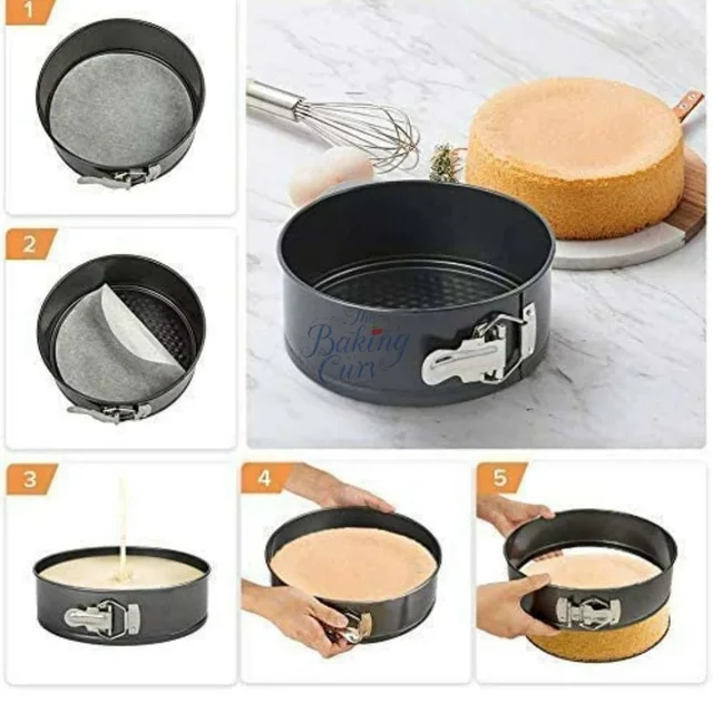The Baking Curv Round Springform Cake Mould Set – 2pcs Non-Stick Removable Base Tins for Cheesecake & Baking