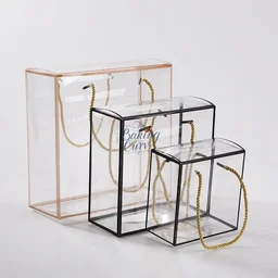 The Baking Curv Transparent 10x10 PVC Hamper Boxes with Handle – Square Gift Packaging Boxes for Hampers & Return Gifts - Pack of 5