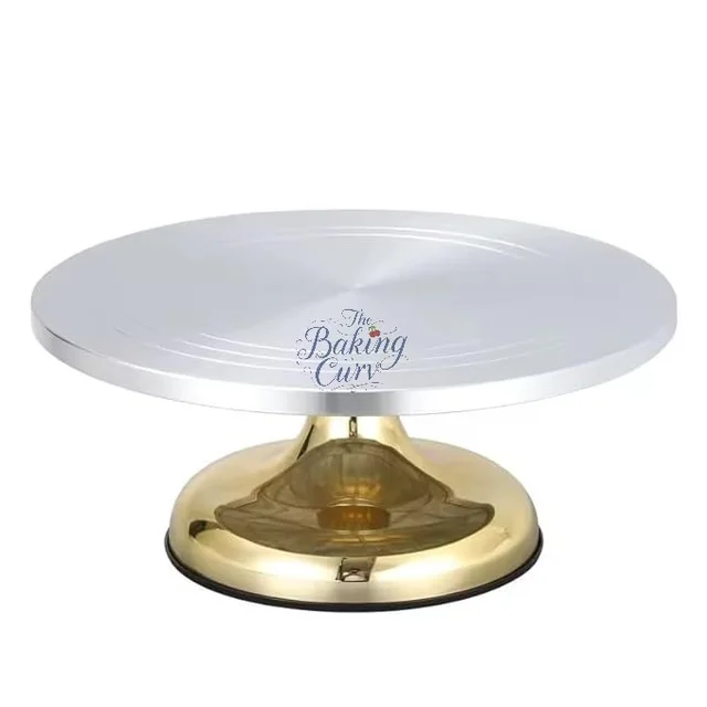 The Baking Curv Premium Aluminum & Steel Cake Turntable – Smooth Rotating Stand for Cake Decoration & Icing