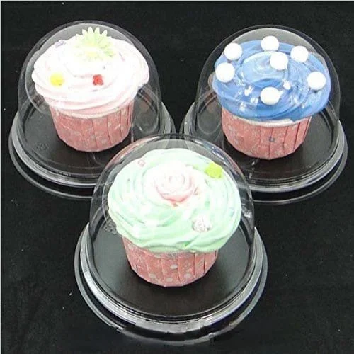 The Baking Curv Large Plastic Dome – Ideal for Muffins, Cupcakes & Pastries (10x9cm) - Pack of 10