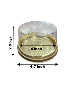 The Baking Curv PVC Round Bento Box With Golden Base Cake Box (CL1063) Pack of 500 - Pack Of 500
