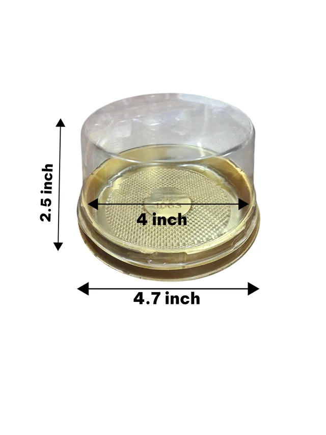The Baking Curv PVC Round Bento Box With Golden Base Cake Box (CL1063) Pack of 500 - Pack Of 500