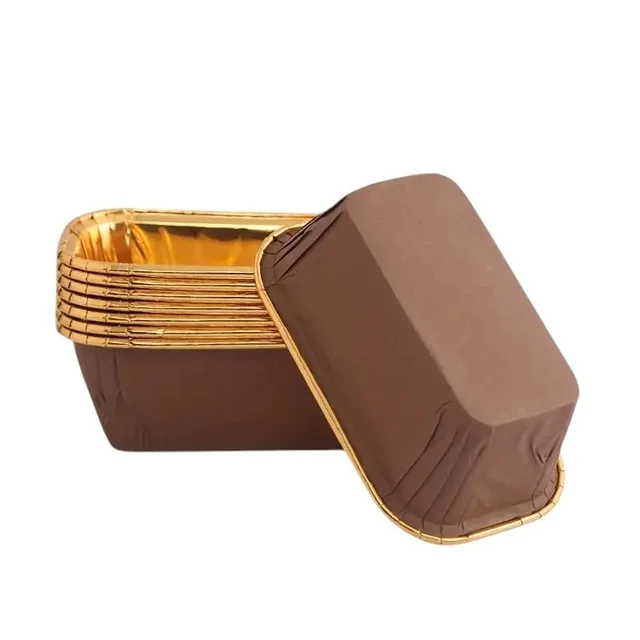 The Baking Curv 100gm Bar Cake Mould with Lid – Non-Stick Baking Tin for Homemade Cakes & Gifting - Woody Brown, Pack of 10